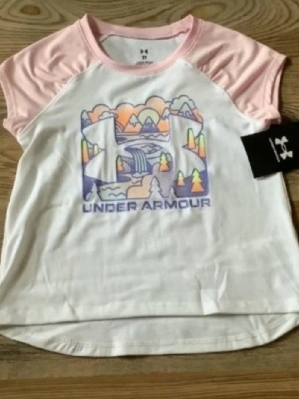 Under Armour Girls' Short Sleeve Tee & Purple Athletic Shorts Set Size 3T(NWT)